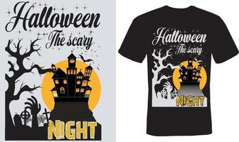 halloween la t-shirt da notte spaventosa per halloween vettore