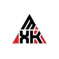 design del logo della lettera del triangolo mxk con forma triangolare. monogramma di design del logo del triangolo mxk. modello di logo vettoriale triangolo mxk con colore rosso. logo triangolare mxk logo semplice, elegante e lussuoso.