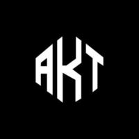 akt lettera logo design con forma poligonale. akt poligono e design del logo a forma di cubo. akt esagono logo modello vettoriale colori bianco e nero. monogramma akt, logo aziendale e immobiliare.