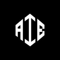 design del logo della lettera aie con forma poligonale. aie poligono e design del logo a forma di cubo. aie esagono logo modello vettoriale colori bianco e nero. monogramma aie, logo aziendale e immobiliare.