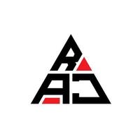 design del logo della lettera del triangolo raj con forma triangolare. monogramma di design del logo del triangolo raj. modello di logo vettoriale triangolo raj con colore rosso. logo triangolare raj logo semplice, elegante e lussuoso.