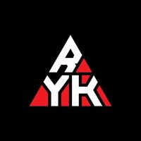 design del logo della lettera del triangolo ryk con forma triangolare. ryk triangolo logo design monogramma. modello di logo vettoriale triangolo ryk con colore rosso. logo triangolare ryk logo semplice, elegante e lussuoso.