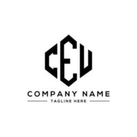 ceu lettera logo design con forma poligonale. ceu poligono e design del logo a forma di cubo. ceu esagono logo modello vettoriale colori bianco e nero. ceu monogramma, logo aziendale e immobiliare.