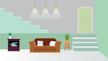 interior design del soggiorno con mobili vettore