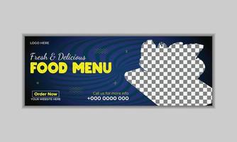promozione del menu di cibo sano e modello di banner di copertina dei social media vettore
