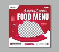 post sui social media del menu del cibo delizioso del ramadan vettore