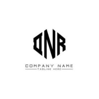 design del logo della lettera dnr con forma poligonale. dnr poligono e design del logo a forma di cubo. dnr modello di logo vettoriale esagonale colori bianco e nero. monogramma dnr, logo aziendale e immobiliare.