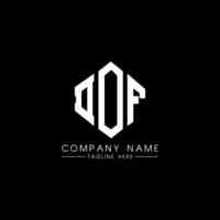 design del logo della lettera dof con forma poligonale. disegno del logo a forma di poligono e cubo dof. dof modello di logo vettoriale esagonale colori bianco e nero. monogramma dof, logo aziendale e immobiliare.