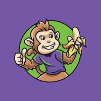 simpatico personaggio dei cartoni animati di scimmia banana vettore