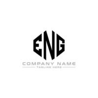 eng lettera logo design con forma poligonale. ita design del logo a forma di poligono e cubo. eng esagono logo modello vettoriale colori bianco e nero. eng monogramma, logo aziendale e immobiliare.