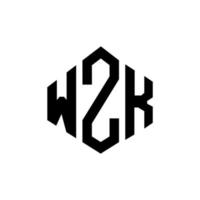 logo lettera wzk con forma poligonale. wzk poligono e design del logo a forma di cubo. wzk esagono logo modello vettoriale colori bianco e nero. monogramma wzk, logo aziendale e immobiliare.