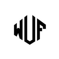 logo della lettera wuf con forma poligonale. wuf poligono e design del logo a forma di cubo. wuf esagono modello logo vettoriale colori bianco e nero. monogramma wuf, logo aziendale e immobiliare.