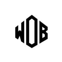 design del logo della lettera wob con forma poligonale. wob poligono e design del logo a forma di cubo. modello logo vettoriale esagonale wob bianco e nero. monogramma wob, logo aziendale e immobiliare.