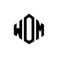 wom lettera logo design con forma poligonale. wom poligono e design del logo a forma di cubo. wom esagonale modello logo vettoriale colori bianco e nero. monogramma donna, logo aziendale e immobiliare.