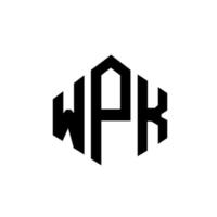 design del logo della lettera wpk con forma poligonale. wpk poligono e design del logo a forma di cubo. wpk modello di logo vettoriale esagonale colori bianco e nero. monogramma wpk, logo aziendale e immobiliare.