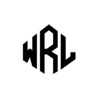 logo della lettera wrl con forma poligonale. wrl poligono e design del logo a forma di cubo. wrl modello di logo vettoriale esagonale colori bianco e nero. wrl monogramma, logo aziendale e immobiliare.