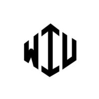 wiu lettera logo design con forma poligonale. Wiu poligono e design del logo a forma di cubo. wiu esagonale modello logo vettoriale colori bianco e nero. wiu monogramma, logo aziendale e immobiliare.