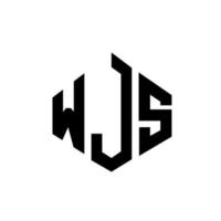 logo della lettera wjs con forma poligonale. wjs poligono e design del logo a forma di cubo. wjs esagono logo modello vettoriale colori bianco e nero. monogramma wjs, logo aziendale e immobiliare.