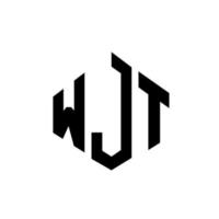 wjt design del logo della lettera con forma poligonale. wjt poligono e design del logo a forma di cubo. wjt modello di logo vettoriale esagonale colori bianco e nero. con monogramma, logo aziendale e immobiliare.