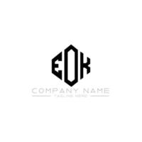 eok lettera logo design con forma poligonale. eok poligono e design del logo a forma di cubo. eok modello di logo vettoriale esagonale colori bianco e nero. eok monogramma, logo aziendale e immobiliare.