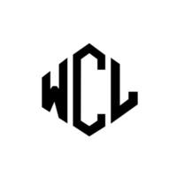 logo lettera wcl con forma poligonale. wcl poligono e design del logo a forma di cubo. wcl modello di logo vettoriale esagonale colori bianco e nero. monogramma wcl, logo aziendale e immobiliare.