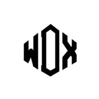 logo lettera wdx con forma poligonale. wdx poligono e design del logo a forma di cubo. wdx modello di logo vettoriale esagonale colori bianco e nero. monogramma wdx, logo aziendale e immobiliare.