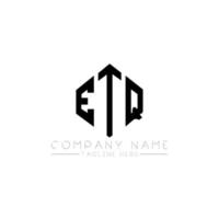 design del logo della lettera etq con forma poligonale. etq poligono e design del logo a forma di cubo. etq modello di logo vettoriale esagonale colori bianco e nero. etq monogramma, logo aziendale e immobiliare.