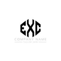 design del logo della lettera exc con forma poligonale. design del logo a forma di poligono e cubo ecc. exc esagono modello logo vettoriale colori bianco e nero. ecc monogramma, logo aziendale e immobiliare.