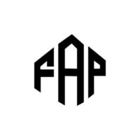 design del logo della lettera fap con forma poligonale. fap poligono e design del logo a forma di cubo. fap esagono logo modello vettoriale colori bianco e nero. monogramma fap, logo aziendale e immobiliare.