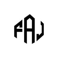 design del logo della lettera faj con forma poligonale. faj poligono e design del logo a forma di cubo. faj esagono logo modello vettoriale colori bianco e nero. monogramma faj, logo aziendale e immobiliare.