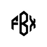 design del logo della lettera fbx con forma poligonale. fbx poligono e design del logo a forma di cubo. fbx esagono vettore logo modello colori bianco e nero. monogramma fbx, logo aziendale e immobiliare.