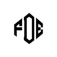 design del logo della lettera fde con forma poligonale. fde poligono e design del logo a forma di cubo. fde esagono logo modello vettoriale colori bianco e nero. monogramma fde, logo aziendale e immobiliare.