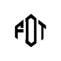 design del logo della lettera fdt con forma poligonale. design del logo a forma di poligono e cubo fdt. colori bianco e nero del modello di logo di vettore di esagono fdt. monogramma fdt, logo aziendale e immobiliare.