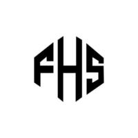 design del logo della lettera fhs con forma poligonale. fhs poligono e design del logo a forma di cubo. fhs modello di logo vettoriale esagonale colori bianco e nero. monogramma fhs, logo aziendale e immobiliare.