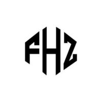 design del logo della lettera fhz con forma poligonale. poligono fhz e design del logo a forma di cubo. fhz modello di logo vettoriale esagonale colori bianco e nero. monogramma fhz, logo aziendale e immobiliare.