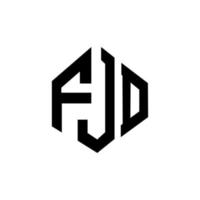 design del logo della lettera fjd con forma poligonale. fjd poligono e design del logo a forma di cubo. fjd esagono logo modello vettoriale colori bianco e nero. monogramma fjd, logo aziendale e immobiliare.