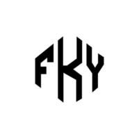 design del logo della lettera fky con forma poligonale. design del logo a forma di poligono e cubo fky. fky esagono logo modello vettoriale colori bianco e nero. monogramma fky, logo aziendale e immobiliare.