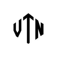 design del logo della lettera vtn con forma poligonale. vtn poligono e design del logo a forma di cubo. vtn esagono logo modello vettoriale colori bianco e nero. monogramma vtn, logo aziendale e immobiliare.