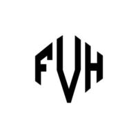 design del logo della lettera fvh con forma poligonale. fvh poligono e design del logo a forma di cubo. fvh modello di logo vettoriale esagonale colori bianco e nero. monogramma fvh, logo aziendale e immobiliare.