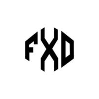 design del logo della lettera fxo con forma poligonale. fxo poligono e design del logo a forma di cubo. fxo esagono logo modello vettoriale colori bianco e nero. monogramma fxo, logo aziendale e immobiliare.