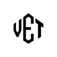 design del logo della lettera del veterinario con forma poligonale. poligono veterinario e design del logo a forma di cubo. modello di logo vettoriale esagonale veterinario colori bianco e nero. monogramma veterinario, logo aziendale e immobiliare.
