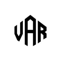 design del logo della lettera var con forma poligonale. var poligono e design del logo a forma di cubo. var modello di logo vettoriale esagonale colori bianco e nero. var monogramma, logo aziendale e immobiliare.