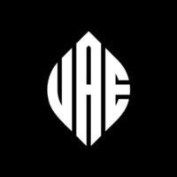 design del logo della lettera del cerchio degli Emirati Arabi Uniti con forma circolare ed ellittica. lettere ellittiche emirati arabi uniti con stile tipografico. le tre iniziali formano un logo circolare. Emirati Arabi Uniti cerchio emblema astratto monogramma lettera marchio vettore. vettore