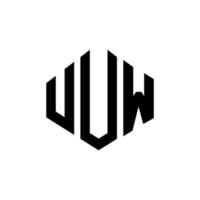 uuw lettera logo design con forma poligonale. uuw design del logo a forma di poligono e cubo. uuw modello di logo vettoriale esagonale colori bianco e nero. uuw monogramma, logo aziendale e immobiliare.