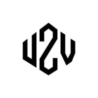 design del logo della lettera uzv con forma poligonale. design del logo a forma di poligono e cubo uzv. uzv esagono logo modello vettoriale colori bianco e nero. monogramma uzv, logo aziendale e immobiliare.