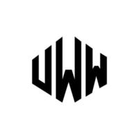 design del logo della lettera uww con forma poligonale. uww design del logo a forma di poligono e cubo. uww modello di logo vettoriale esagonale colori bianco e nero. uww monogramma, logo aziendale e immobiliare.