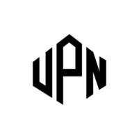 design del logo della lettera upn con forma poligonale. design del logo a forma di poligono e cubo upn. upn esagono vettore logo modello colori bianco e nero. monogramma upn, logo aziendale e immobiliare.