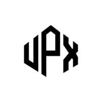 design del logo della lettera upx con forma poligonale. design del logo a forma di poligono e cubo upx. upx modello di logo vettoriale esagonale colori bianco e nero. monogramma upx, logo aziendale e immobiliare.