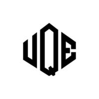 design del logo della lettera uqe con forma poligonale. uqe poligono e design del logo a forma di cubo. uqe modello di logo vettoriale esagonale colori bianco e nero. monogramma uqe, logo aziendale e immobiliare.