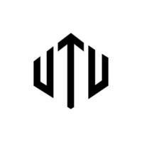 design del logo della lettera utu con forma poligonale. utu poligono e design del logo a forma di cubo. utu esagono logo modello vettoriale colori bianco e nero. monogramma utu, logo aziendale e immobiliare.